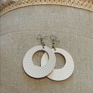 White Leather Textured Earrings